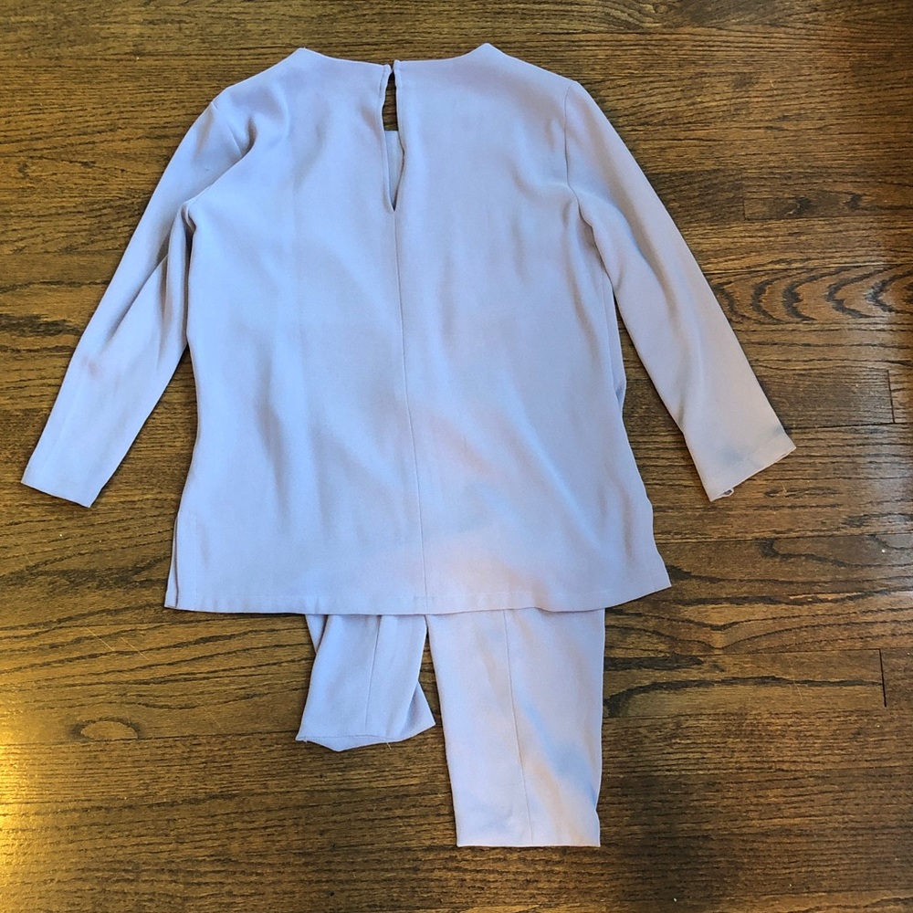3/$10 Slate Gray Muted Blue Tie Sash Waist Flowy 3/4 Sleeve Blouse - Picture 6 of 6